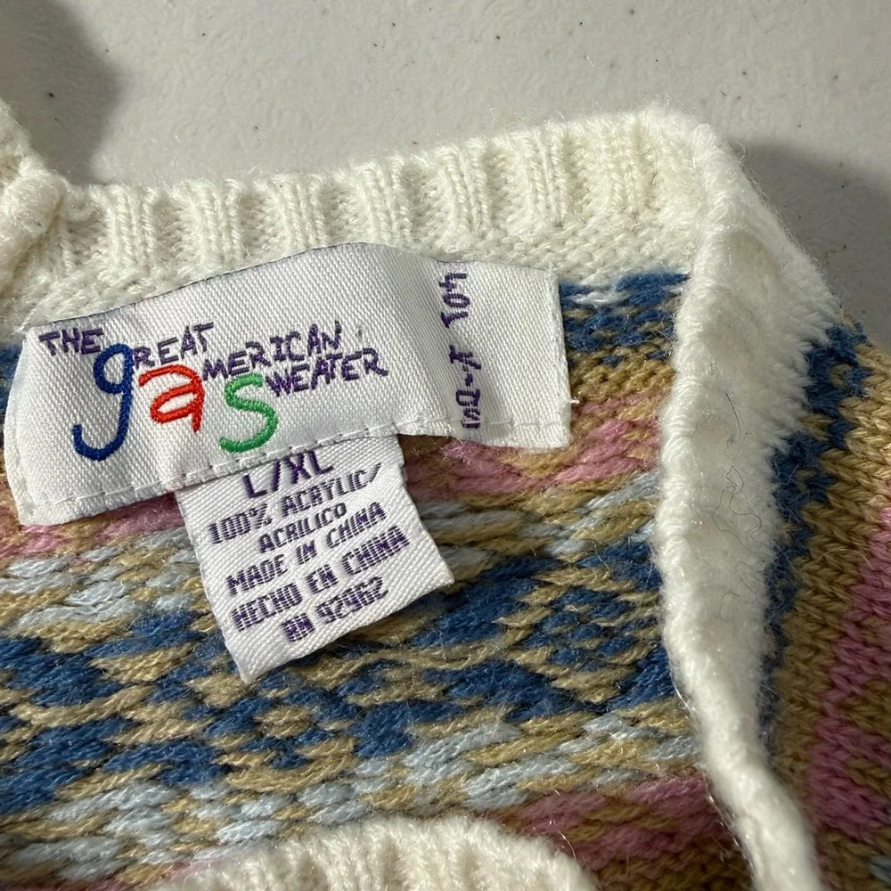 Vintage Kids Boho Fringed‎ Knit Poncho with Multicolor Pattern